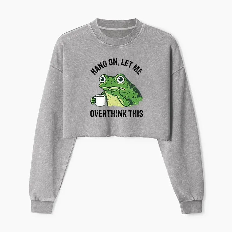 Washed Crop Sweatshirt for Daily Wear