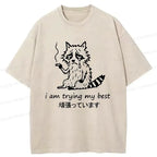 Japanese vintage style raccoon t-shirt