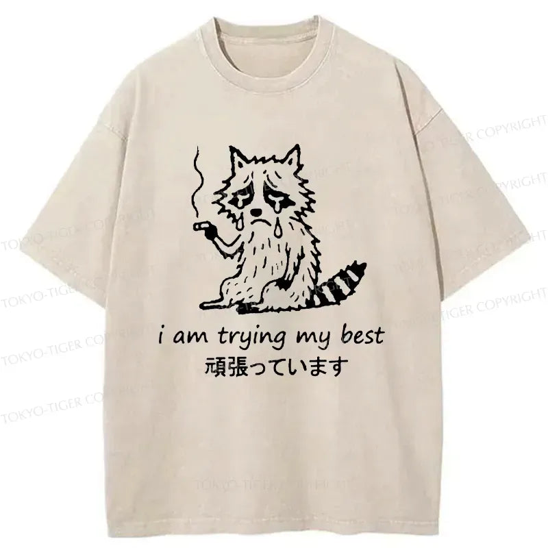 Japanese vintage style raccoon t-shirt