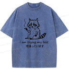 Kyoto lion raccoon graphic tee for streetwear