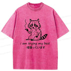 Japanese vintage style raccoon t-shirt