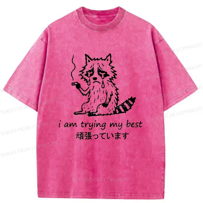 Japanese vintage style raccoon t-shirt