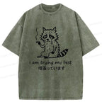 Japanese vintage style raccoon t-shirt
