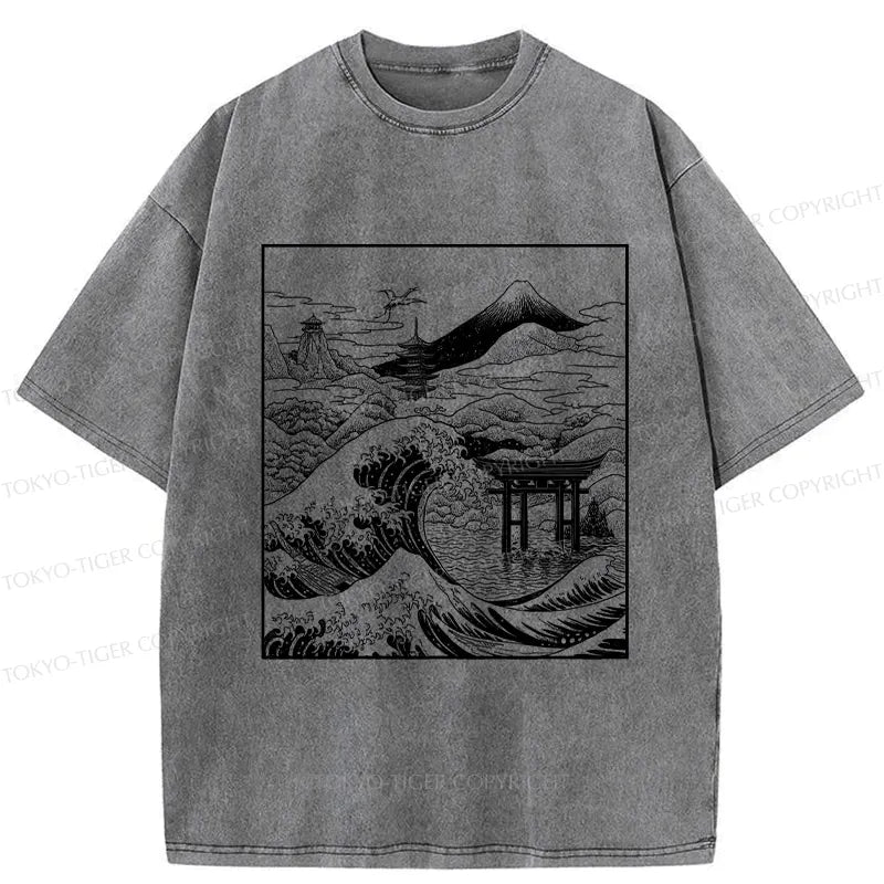 Japanese Woodblock Print Shirt for Daily Wear