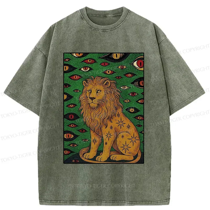 Japanese vintage lion washed t-shirt