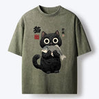 Japanese Black Cat Fish T-Shirt for Daily Wear