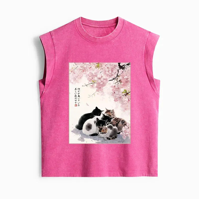 Women's Sakura Cat Tank Top Free Shipping