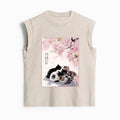 Kyoto-Lion Cute Cats Sakura Garden Women's Washed Tank Tops