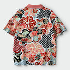 Japanese Floral Crochet Polo Shirt for Summer