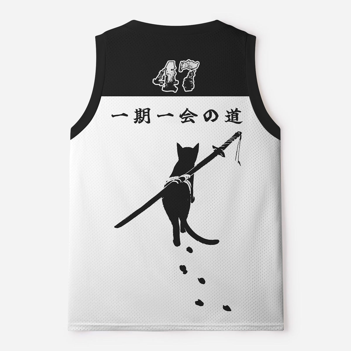 Kyoto-Lion Ink Painting:Retro Cat Samurai Japanese Mesh Tank Top