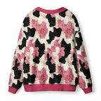 Kyoto-Lion Pink-Patch Pastures: Whimsical Cow Print Ugly Cardigan Sweater