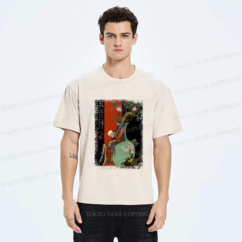 Vintage Flower Skeleton Tee for Daily Wear