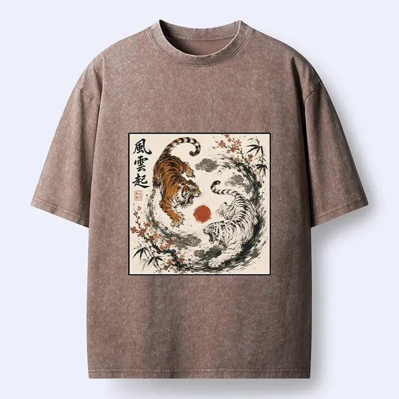 Japanese twin tigers tee for daily wear