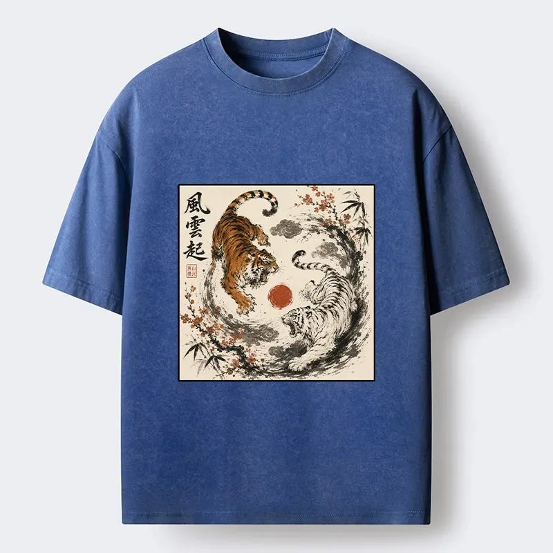 Japanese twin tigers tee for daily wear