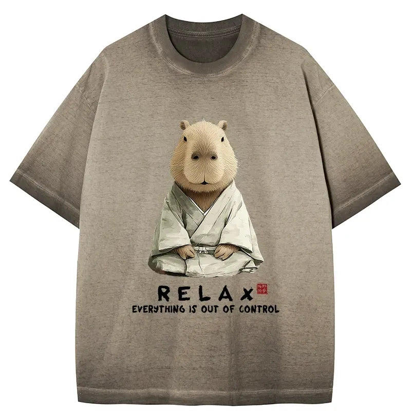 japanese capybara gradient washed t shirt