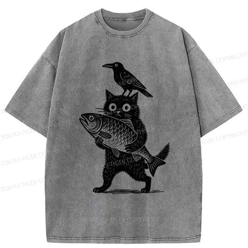 Funny Japanese Animal Washed T-Shirt