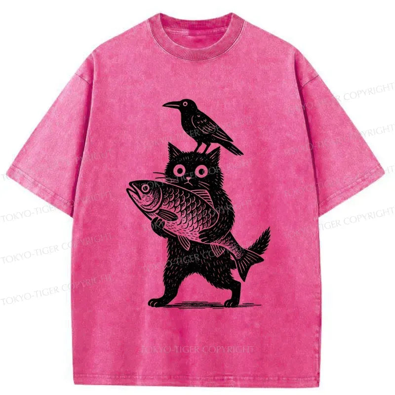 Funny Japanese Animal Washed T-Shirt