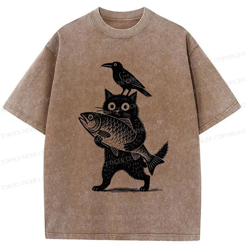 Funny Japanese Animal Washed T-Shirt