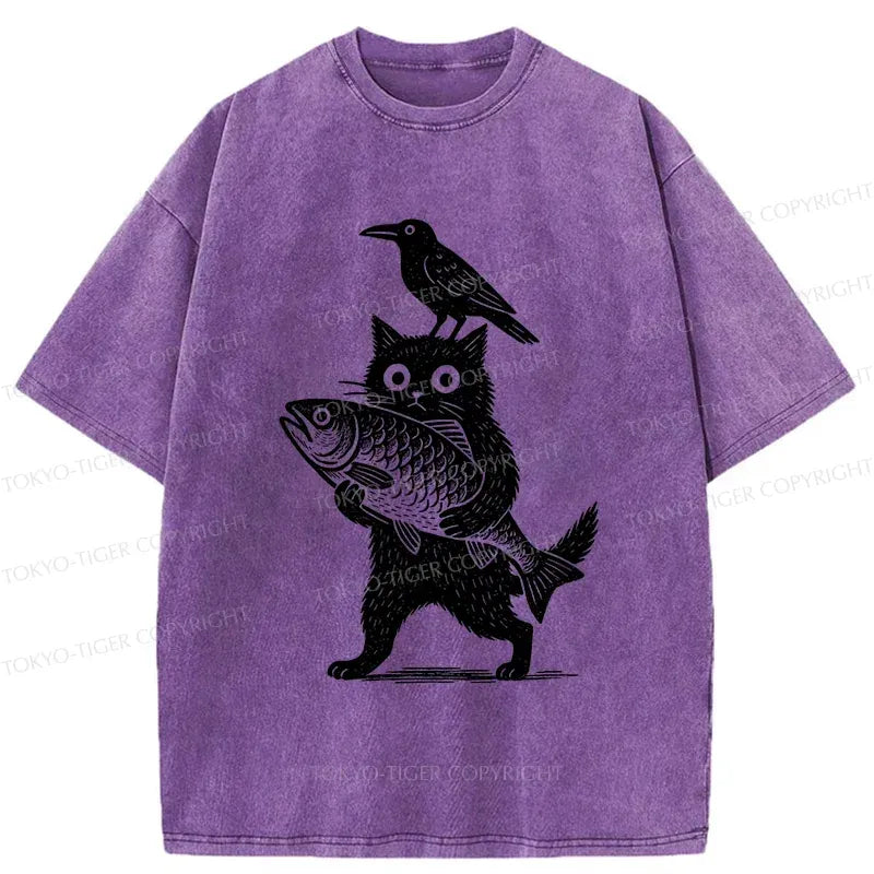 Funny Japanese Animal Washed T-Shirt