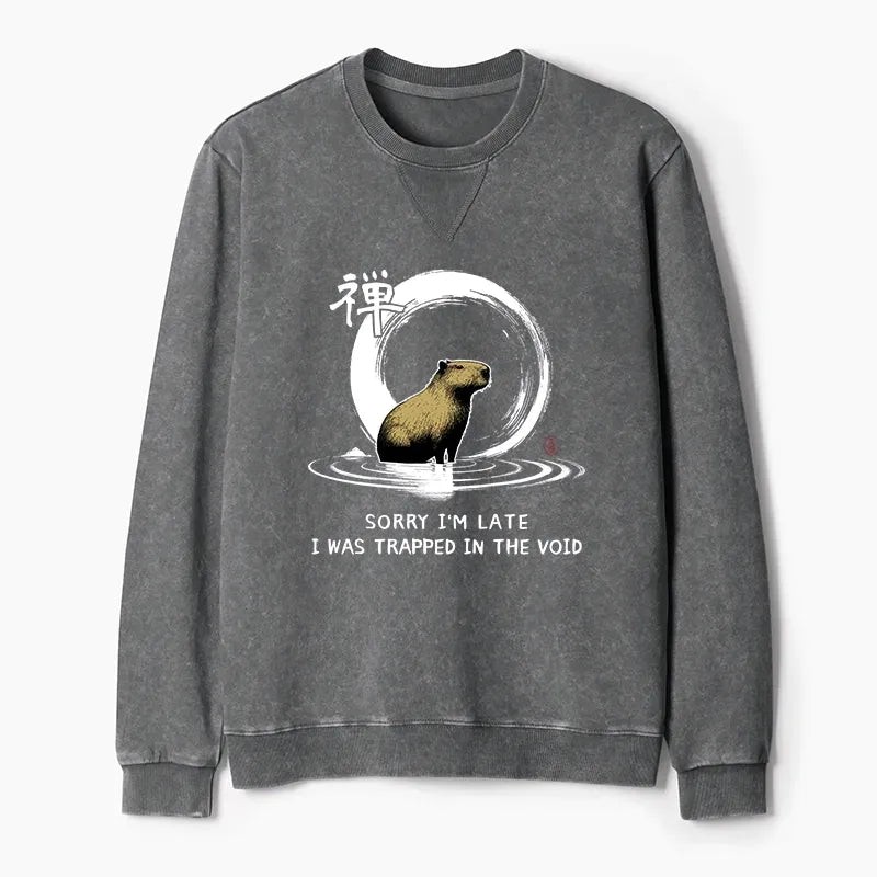 Kyoto-Lion Zen Capybara Was Trapped In The Void Washed Terry Sweatshirt