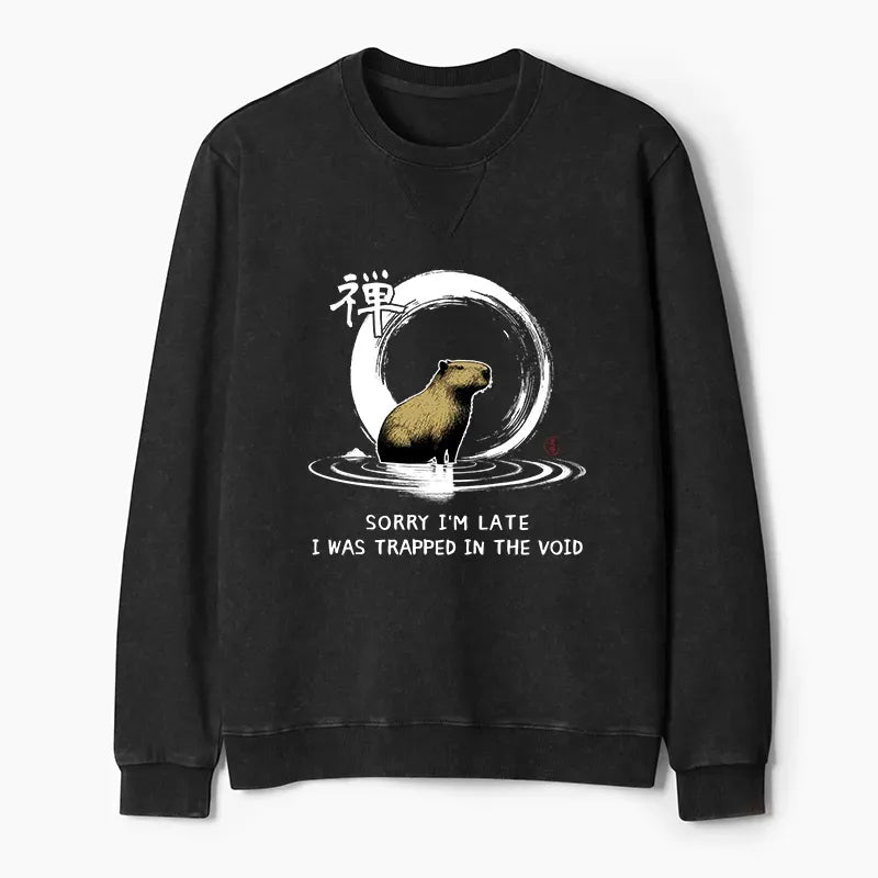 Kyoto-Lion Zen Capybara Was Trapped In The Void Washed Terry Sweatshirt