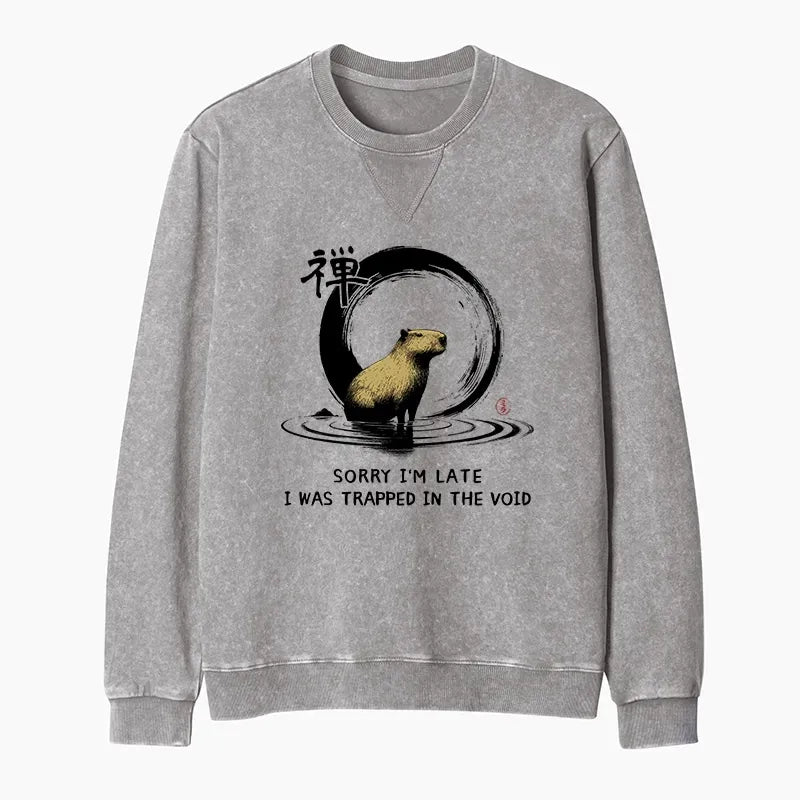 Trending Washed Capybara Sweatshirt for Streetwear