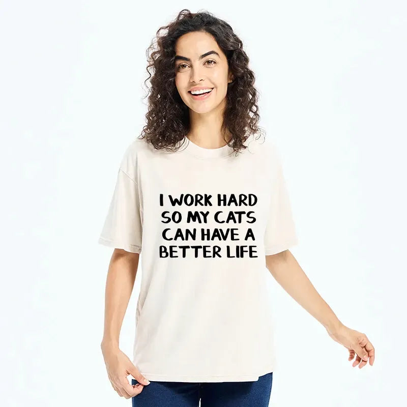 Cat Parent Hard Work Meme T-Shirt