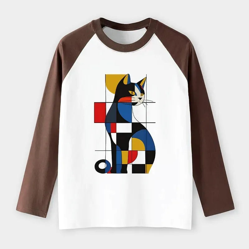 Japanese Cat Raglan Long Sleeve T-Shirt