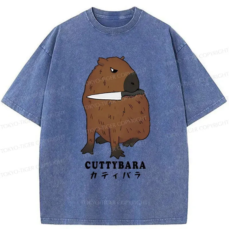 Kyoto-Lion Cuttybara Funny Washed T-Shirt