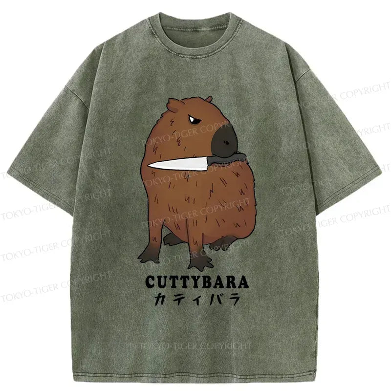 Kyoto-Lion Cuttybara Funny Washed T-Shirt