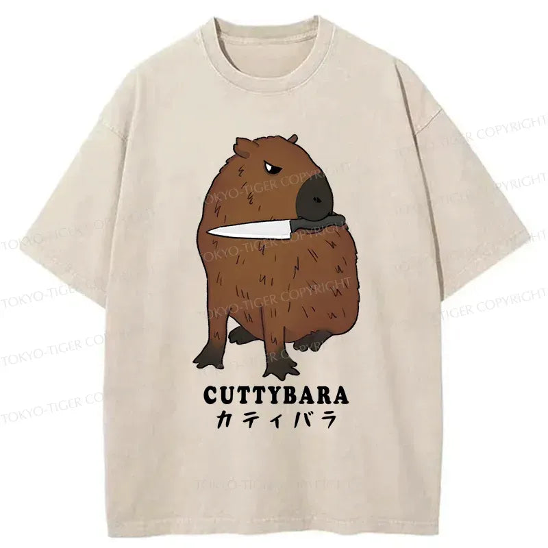 Kyoto-Lion Cuttybara Funny Washed T-Shirt