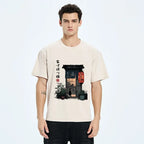 Washed Japanese cat shirt for anime convention