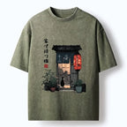 Funny Japanese waiting cat meme t-shirt for daily wear