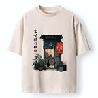 Funny Japanese waiting cat meme t-shirt for daily wear