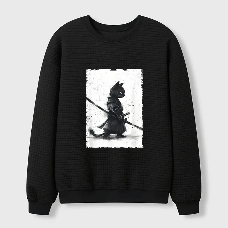 Retro Cat Samurai Sweatshirt for Street Style