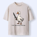 Kyoto-Lion Tough Goose Holding Knife Funny Meme Washed T-Shirt