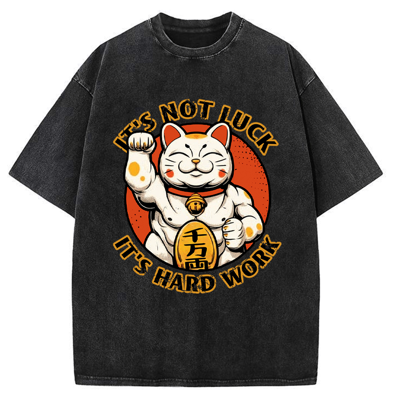 Kyoto-Lion Maneki:Luck Is Earned Washed T-Shirt
