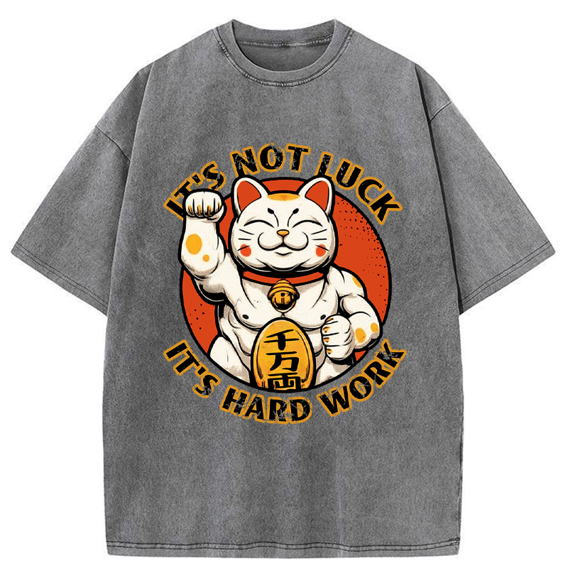 Kyoto-Lion Maneki:Luck Is Earned Washed T-Shirt