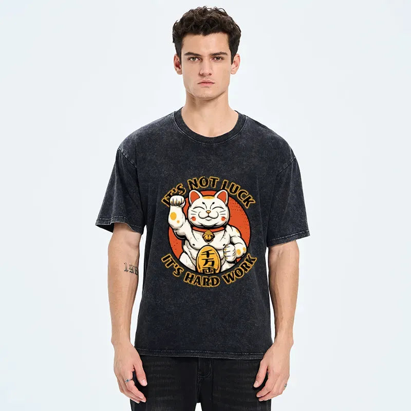 Japanese Maneki Neko Washed T-Shirt