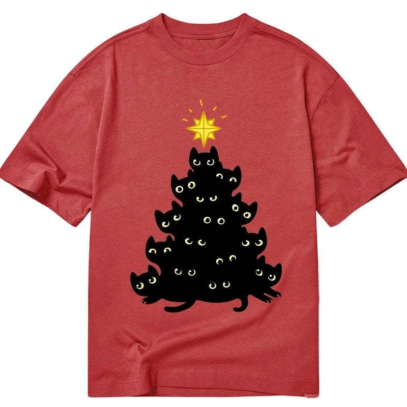 japanese black cat christmas t-shirt