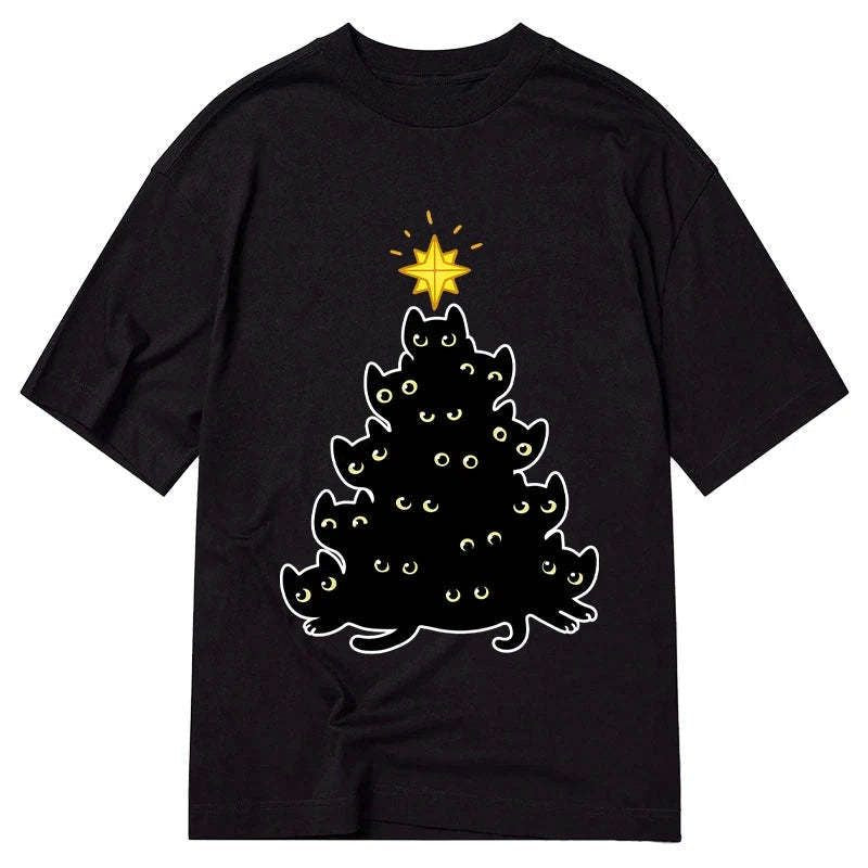 black cat christmas tree shirt on sale