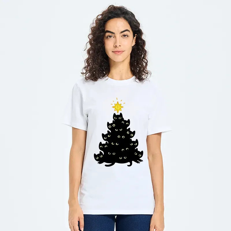 japanese black cat christmas t-shirt