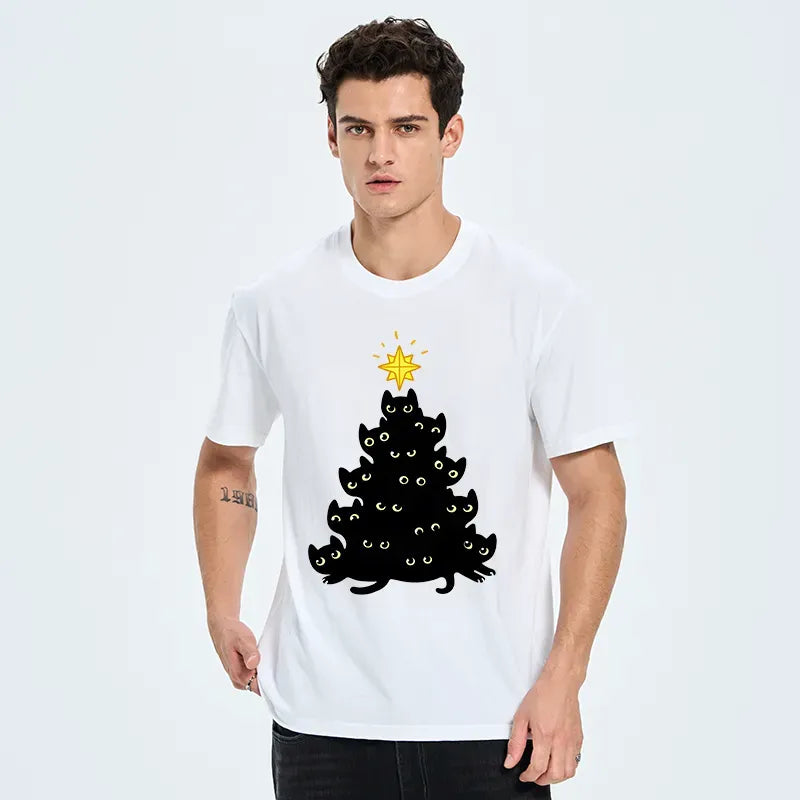 Kyoto-Lion Black Cat Christmas Tree Classic T-Shirt