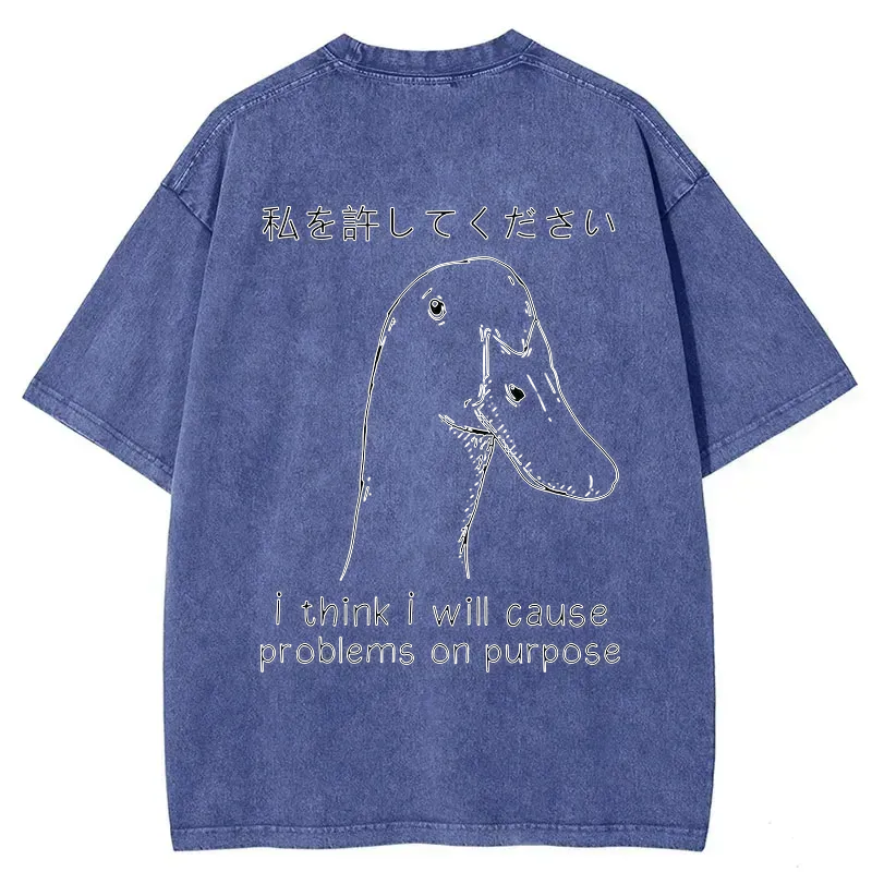 funny goose back print t-shirt