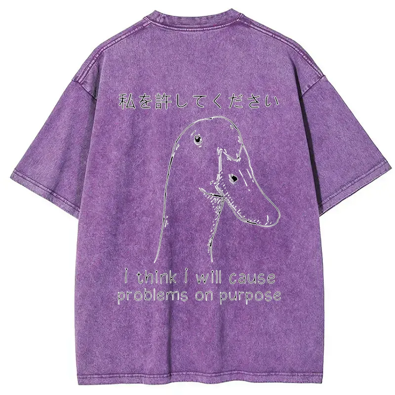 funny goose back print t-shirt