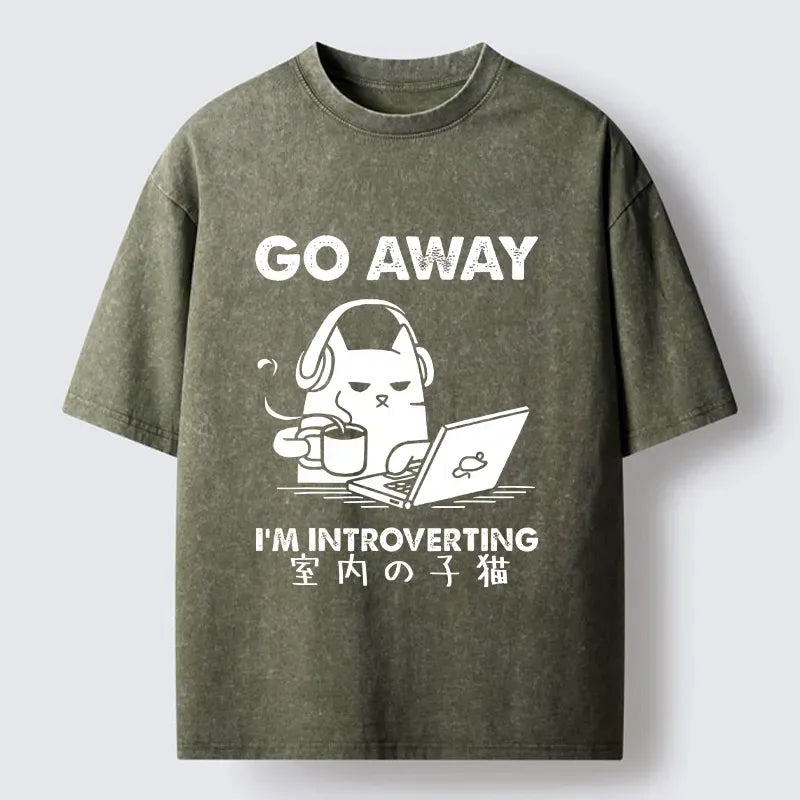 Kyoto-Lion Introverted Kitten Washed T-Shirt