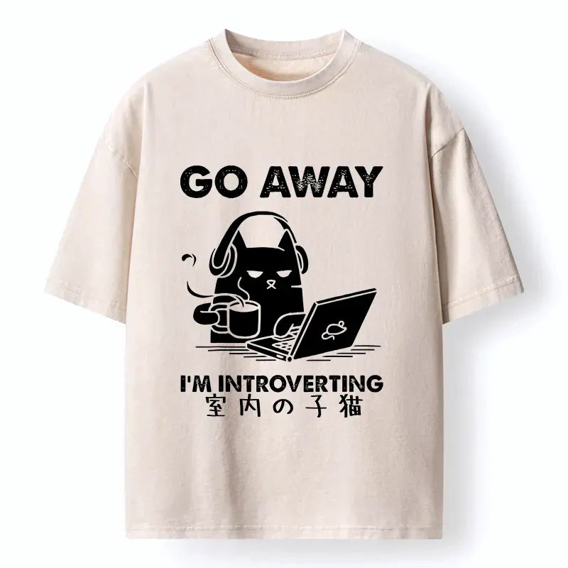 Kyoto-Lion Introverted Kitten Washed T-Shirt