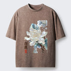 Kyoto-Lion White Lotus Art Washed T-Shirt