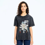 Kyoto-Lion White Lotus Art Washed T-Shirt