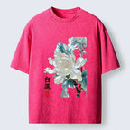 Kyoto-Lion White Lotus Art Washed T-Shirt